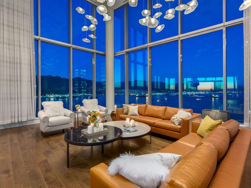 Most expensive Vancouver penthouse living room