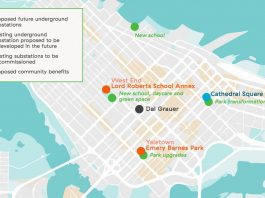 Map of substations BC Hydro downtown Vancouver
