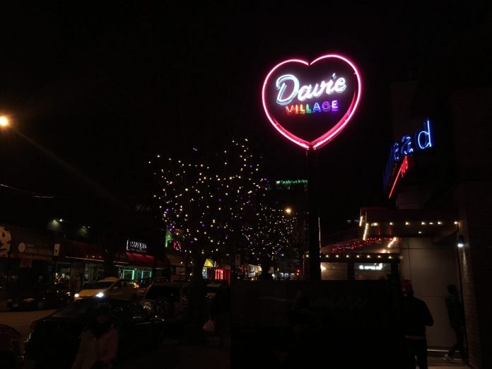 'Heart of Davie Village' neon sign