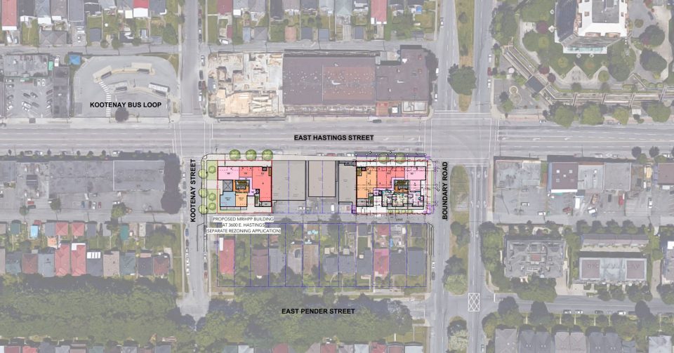 East Hastings and Boundary rental building rendering project location