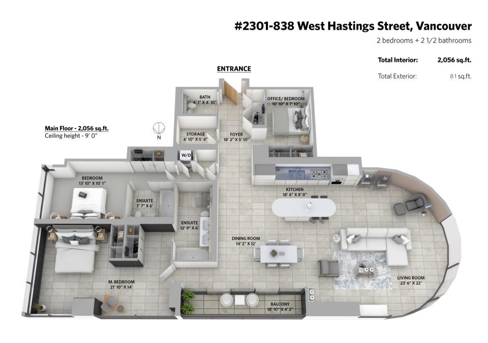 2301-838 West Hastings Street 3D floor plan