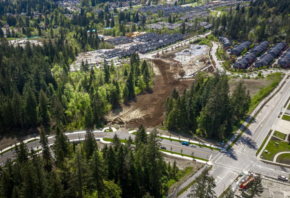 View of the development sites looking west