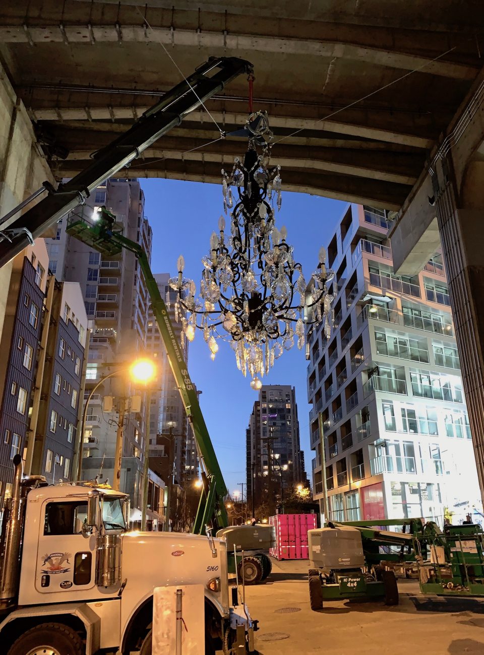 Vancouver House chandelier installation