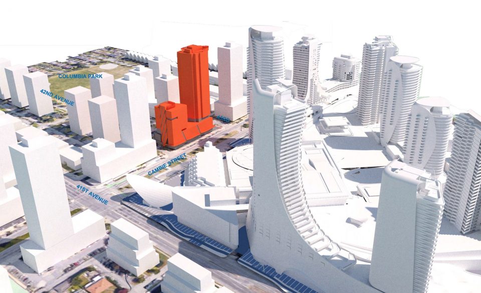 Context rendering, showing Vivagrand development in relation to Westbank and QuadReal's major redevelopment of Oakridge - context