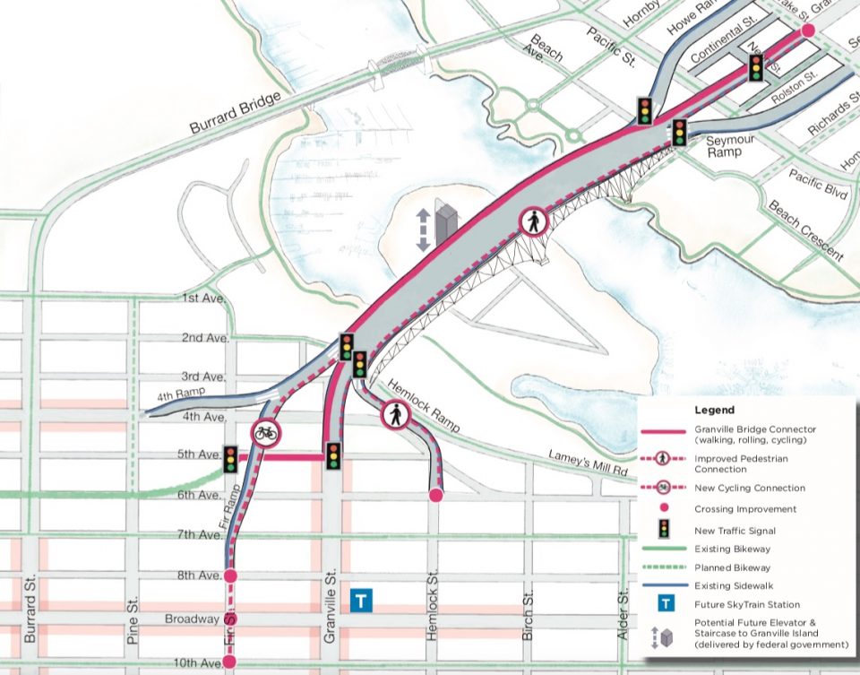 Granville Street Bridge cycling connections