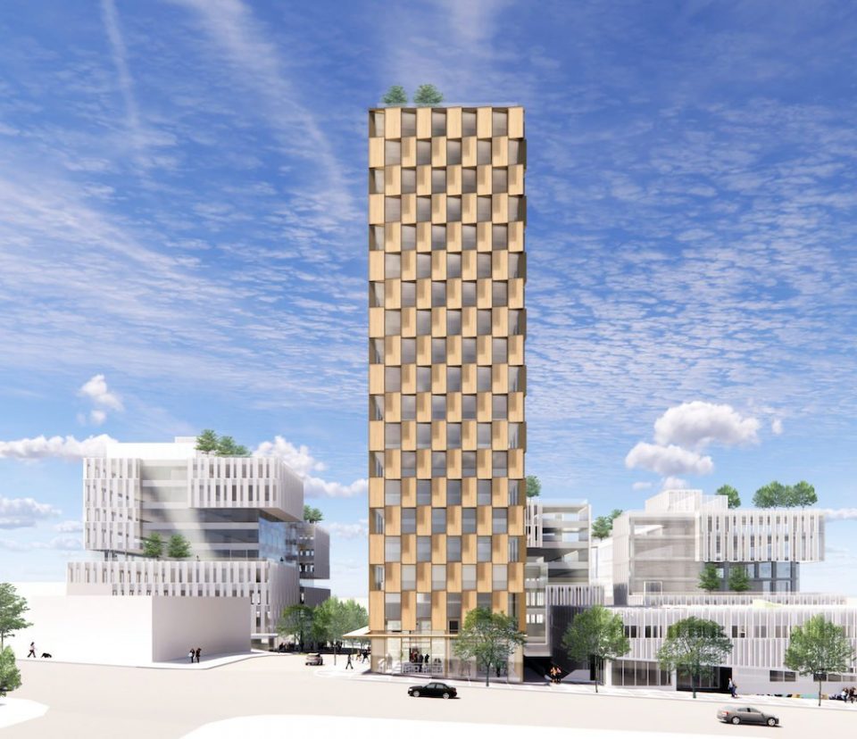 Mass timber rental apartment tower