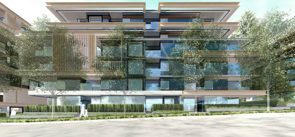 Rendering of Oak Street condos, Block B looking straight on.