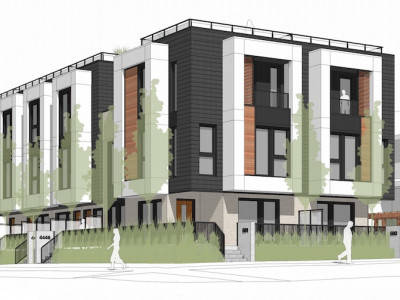 Rendering of Passive House townhouses in Cambie Corridor
