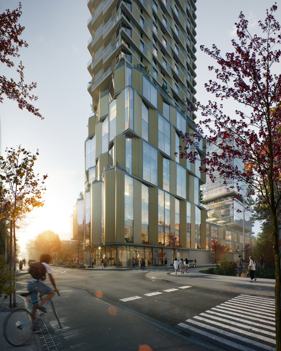 Rendering of tower from street level.