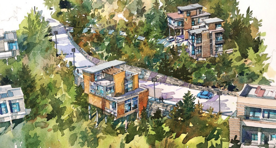 Artist’s Illustration of Low Density Residential Neighbourhoods in Cypress Village