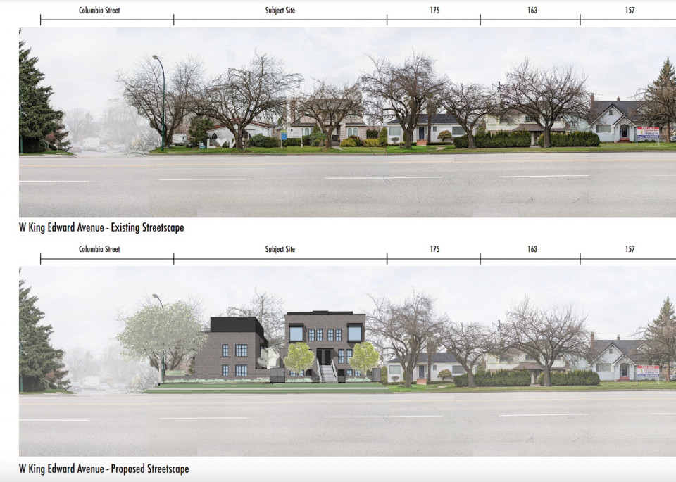Existing and proposed streetscape
