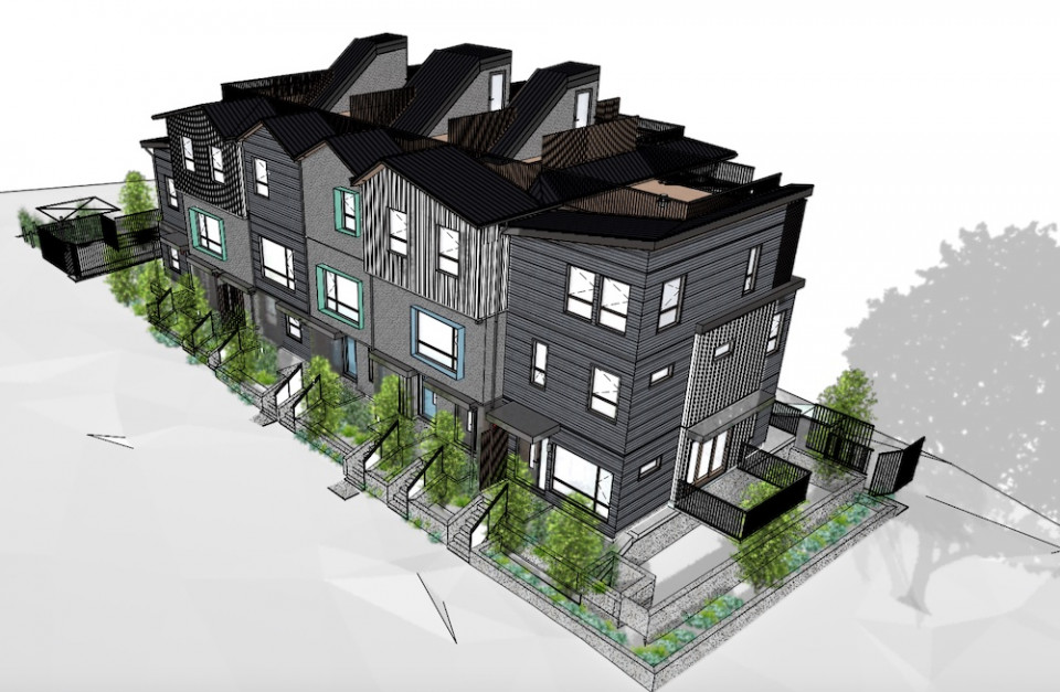 4825 Laurel Street rendering, an upcoming townhouse development targeting the 'missing middle'.