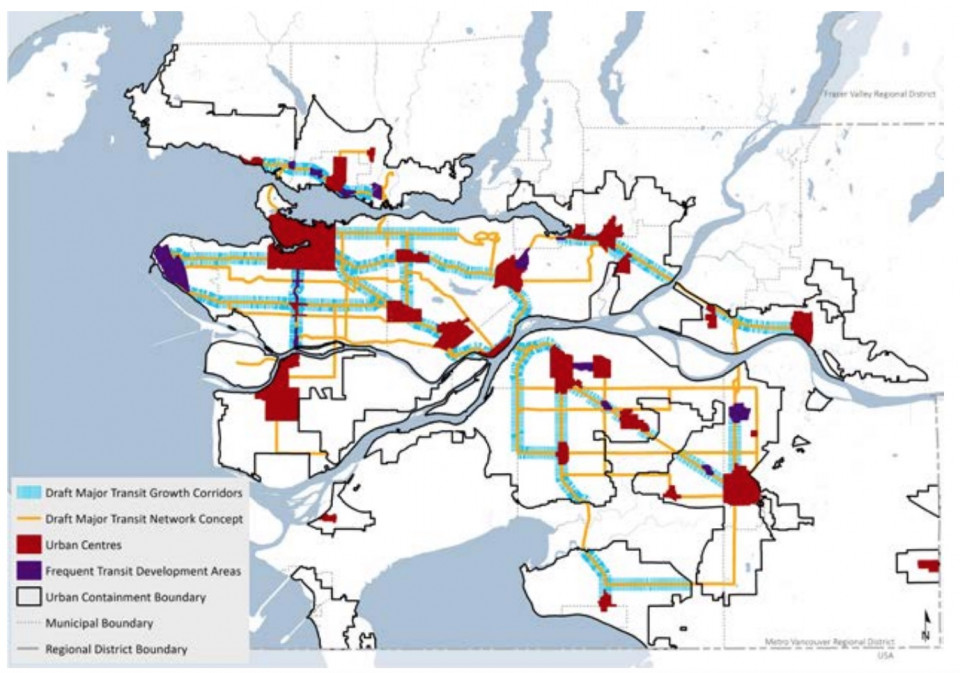 Metro 2050 Plan: Major Transit Growth Corridors and Major Transit Network