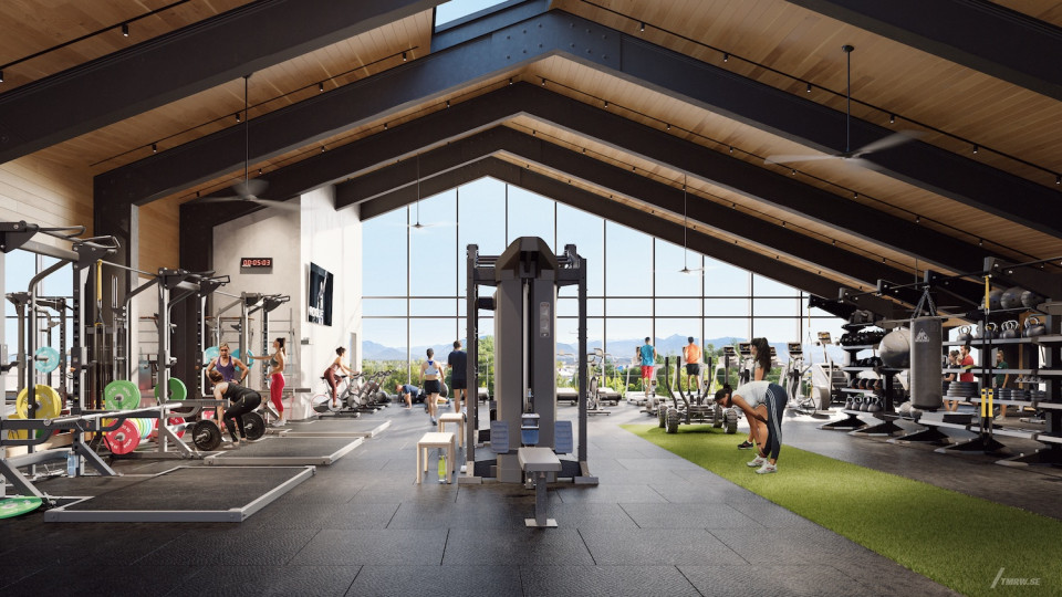 Rendering of the gym in the amenity pavilion