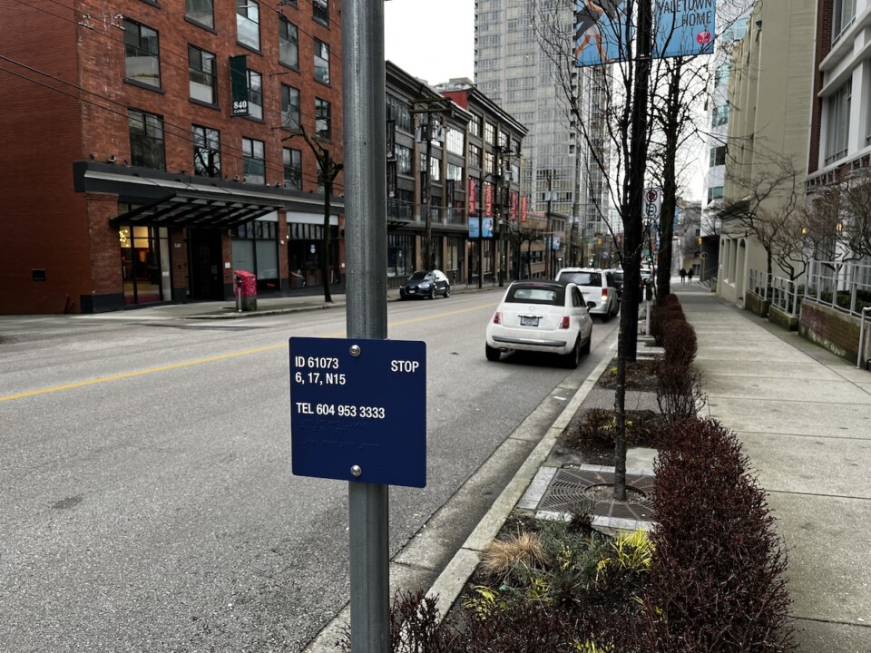 TransLink braille bus stop wide shot