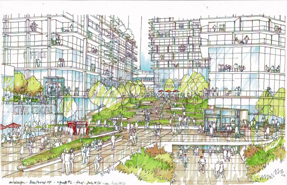 Grosvenor Brentwood master plan 'Central Oasis' sketch