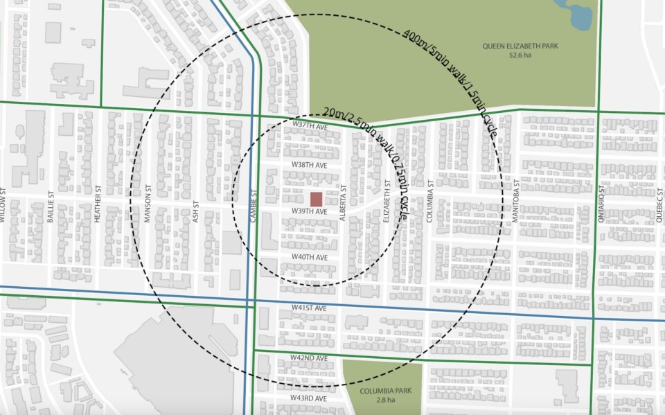 Location of development, east of Cambie Street