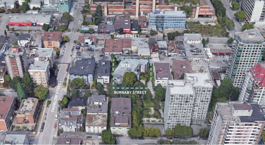 Site location on Burnaby Street in Vancouver's West End