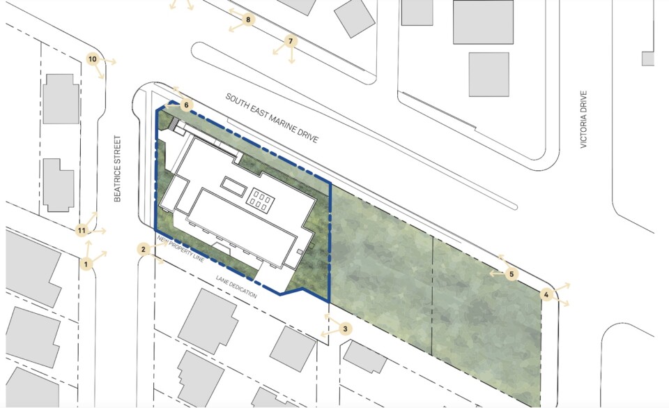 Site plan and location at Beatrice Street and SE Marine Drive