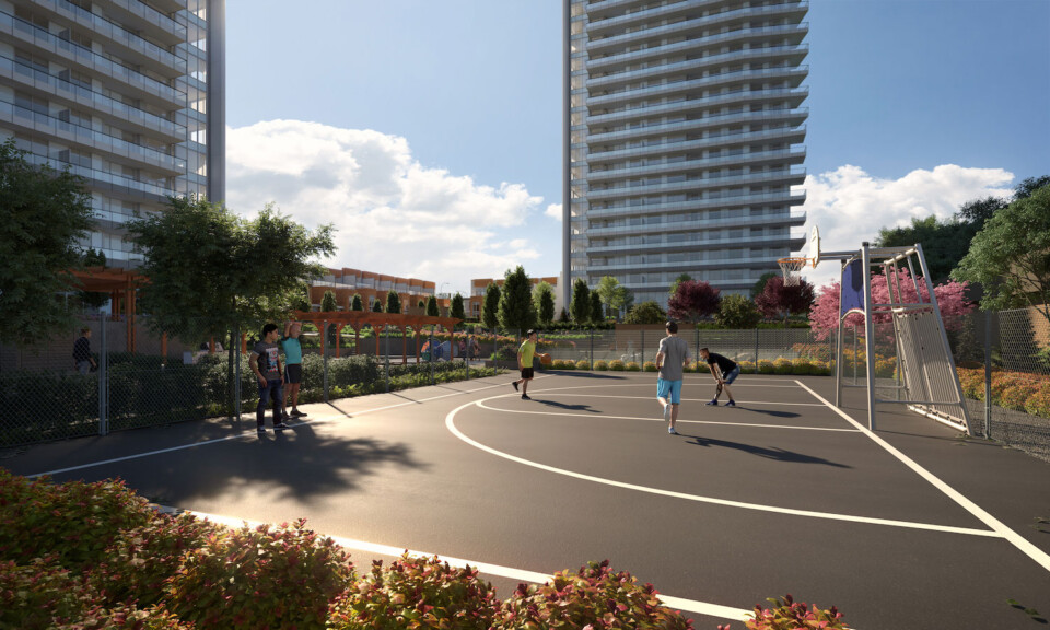 Rendering of the sport court at the towers