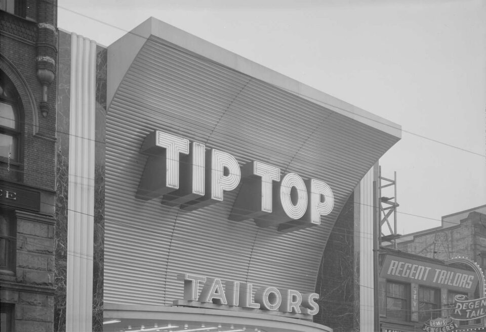 Tip Top Tailors in 1949. Credit: City of Vancouver archives/Don Coltman