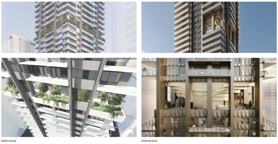 Mid-tower amenity comparison to initial rezoning submission from December 2018